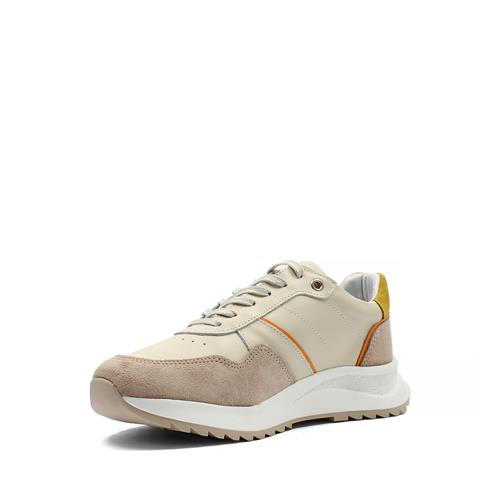 Kadın Bej Bağcıklı Kalın Tabanlı Deri Sneaker