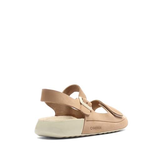 Kadın Bej Önü Cırt Cırtlı Nubuk Deri Sandalet