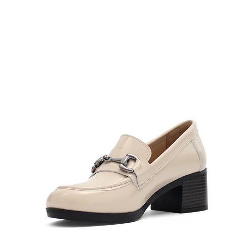 Kadın Bej Tokalı Rugan Deri Klasik Ayakkabı