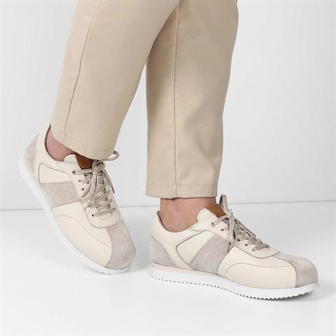 Erkek Bej Bağcıklı Süet Deri Sneaker