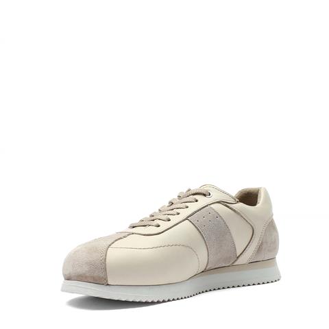 Erkek Bej Bağcıklı Süet Deri Sneaker