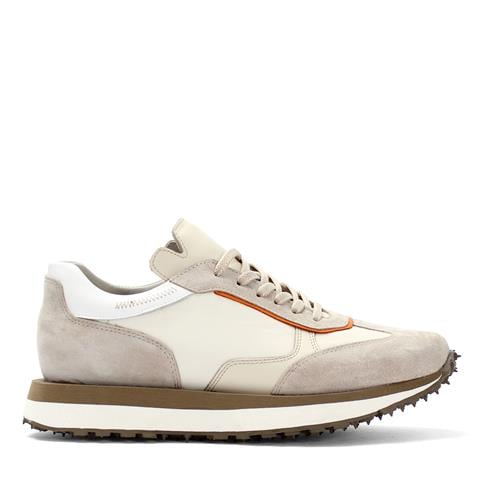 Erkek Bej Bağcıklı Kalın Tabanlı Süet Deri Sneaker