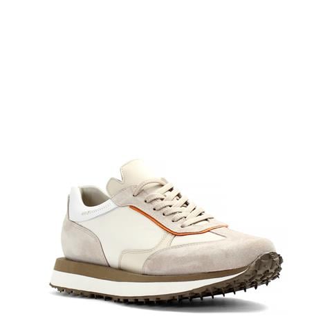 Erkek Bej Bağcıklı Kalın Tabanlı Süet Deri Sneaker