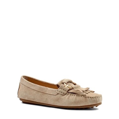 Kadın Bej Püsküllü Süet Deri Babet