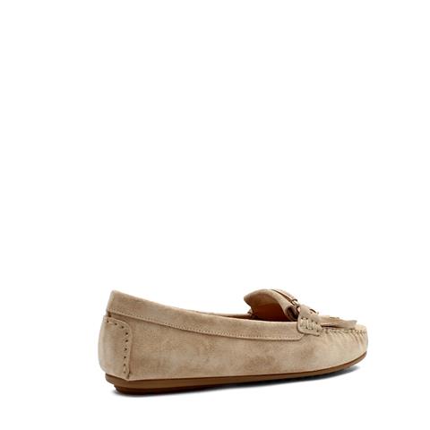 Kadın Bej Püsküllü Süet Deri Babet