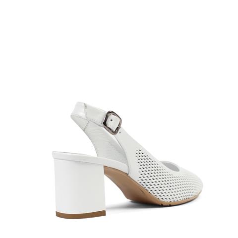 Kadın Beyaz Bilekten Bantlı Deri Klasik Ayakkabı