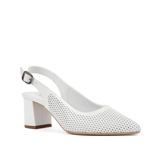 Kadın Beyaz Bilekten Bantlı Deri Klasik Ayakkabı