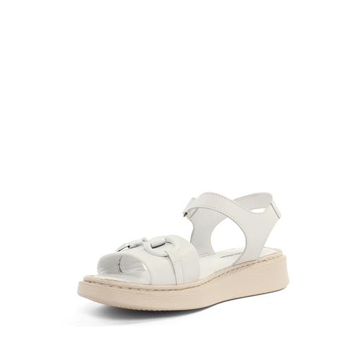 Kadın Beyaz Bilekten Cırt Cırtlı Tokalı Deri Sandalet
