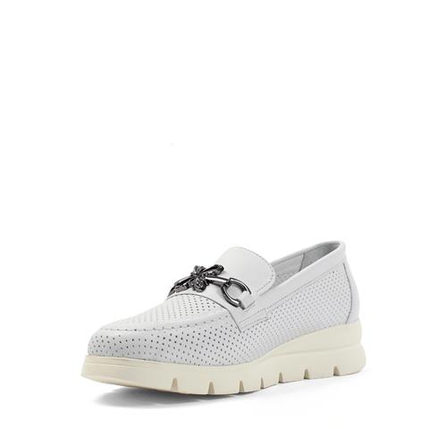 Kadın Beyaz Tokalı Dolgu Topuklu Deri Ayakkabı