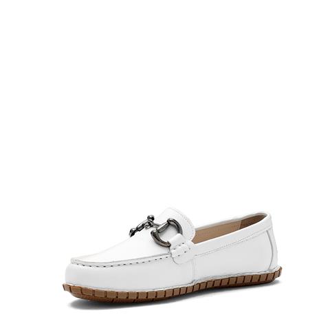 Kadın Beyaz Tokalı Deri Babet