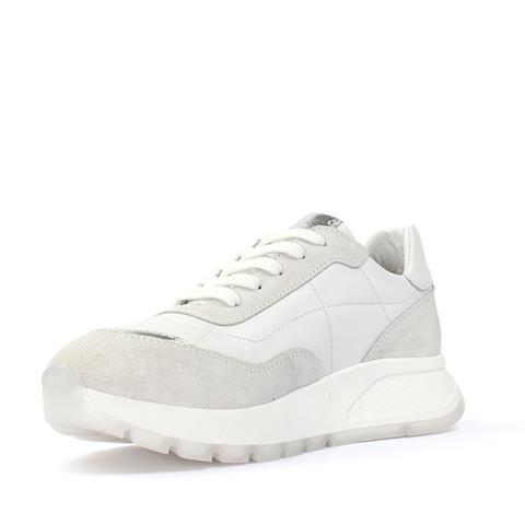 Kadın Beyaz Bağcıklı Kalın Tabanlı Deri Sneaker