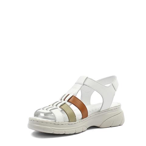 Kadın Beyaz Bilekten Cırt Cırtlı Gladyatör Sandalet