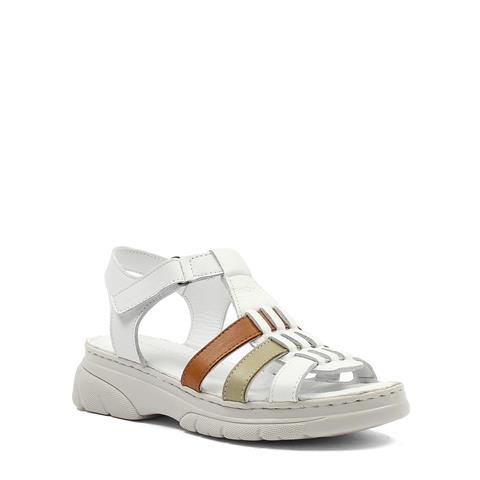 Kadın Beyaz Bilekten Cırt Cırtlı Gladyatör Sandalet