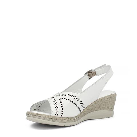 Kadın Beyaz Bilekten Bantlı Deri Sandalet