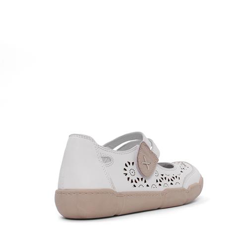 Kadın Beyaz Cırt Cırtlı Önü Kapalı Deri Ayakkabı