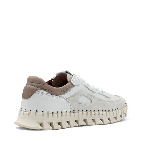 Kadın Beyaz Bağcıklı Dikiş Detaylı Deri Sneaker