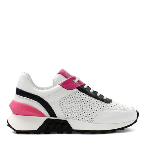 Kadın Beyaz Bağcıklı Kalın Tabanlı Deri Sneaker