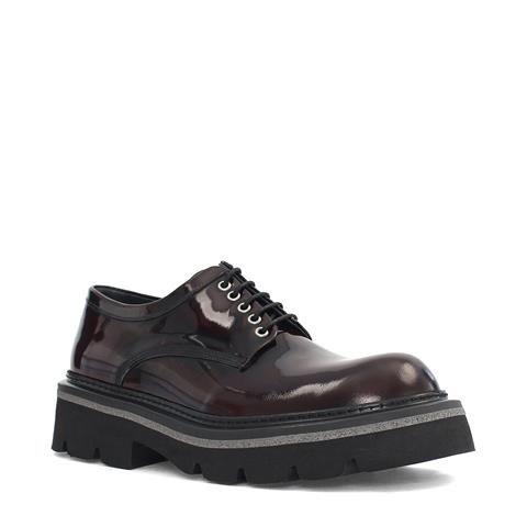 Erkek Bordo Bağcıklı Kalın Tabanlı Açma Deri Günlük Ayakkabı