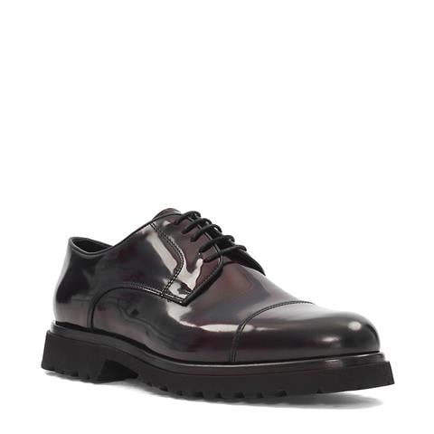 Erkek Bordo Bağcıklı Kalın Tabanlı Açma Deri Günlük Ayakkabı