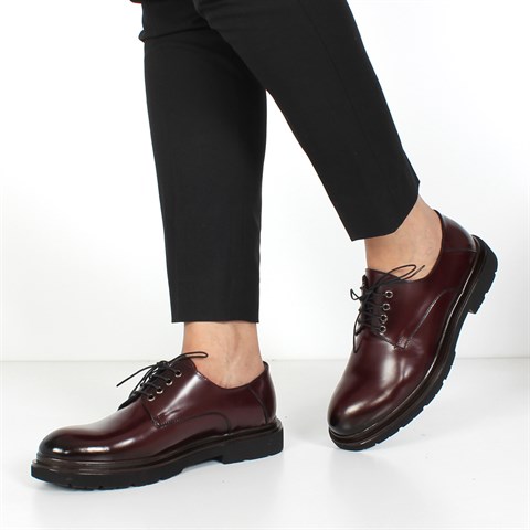 Erkek Bordo Bağcıklı Açma Deri Günlük Ayakkabı