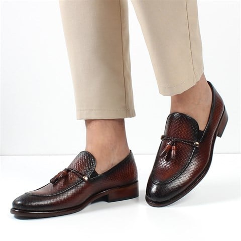 Erkek Bordo Püsküllü Deri Loafer