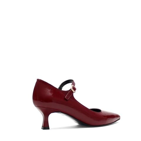 Kadın Bordo İnce Topuklu Rugan Deri Klasik Ayakkabı