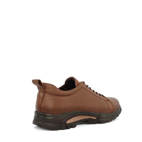 Kadın Ceviz Bağcıklı Kalın Tabanlı Deri Ayakkabı