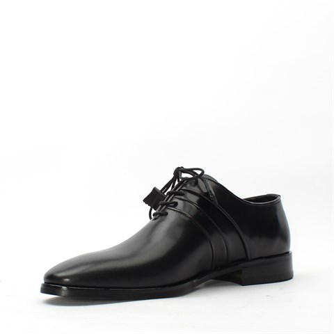 Erkek Siyah Bağcıklı Deri Klasik Ayakkabı