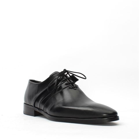 Erkek Siyah Bağcıklı Deri Klasik Ayakkabı