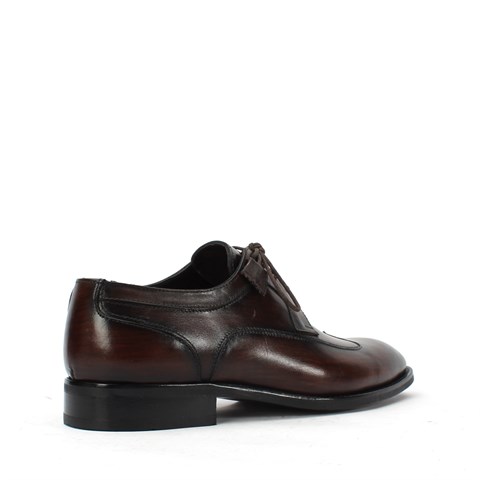 Erkek Kahverengi Bağcıklı Deri Klasik Ayakkabı