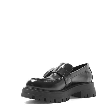 Kadın Siyah Tokalı Rugan Deri Loafer