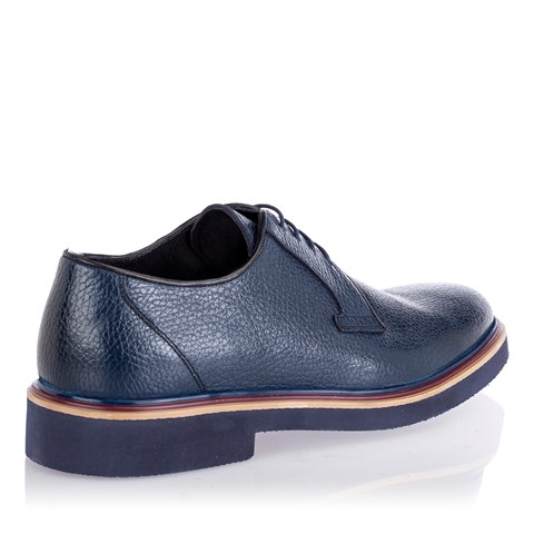 Erkek Lacivert Bağcıklı Deri Günlük Ayakkabı