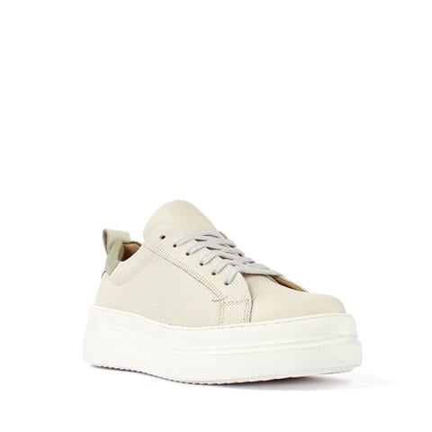 Kadın Bej Bağcıklı Kalın Tabanlı Deri Sneaker