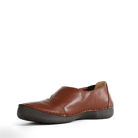 Kadın Taba Bilekten Lastikli Deri Ayakkabı