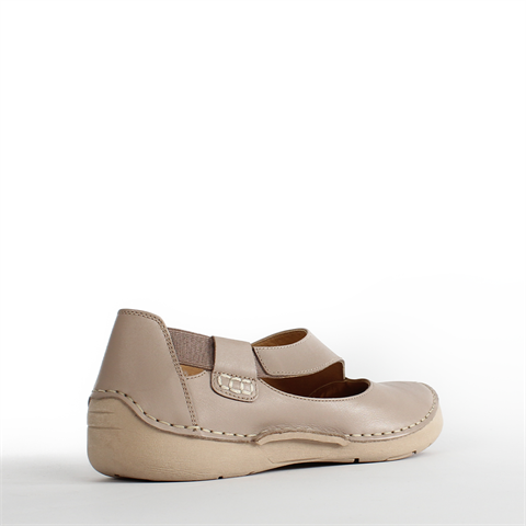 Kadın Vizon Bilekten Lastikli Deri Ayakkabı