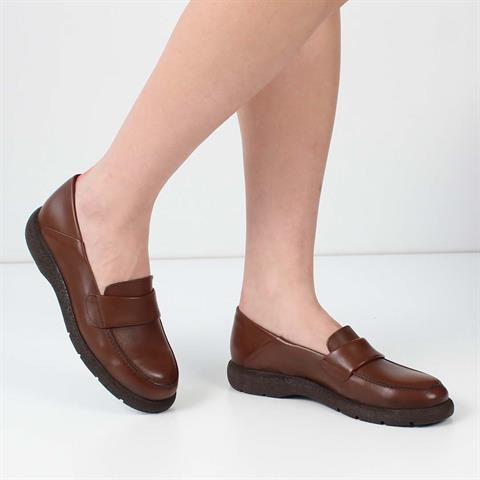Kadın Taba Deri Loafer