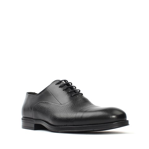 Erkek Siyah Bağcıklı Deri Klasik Ayakkabı