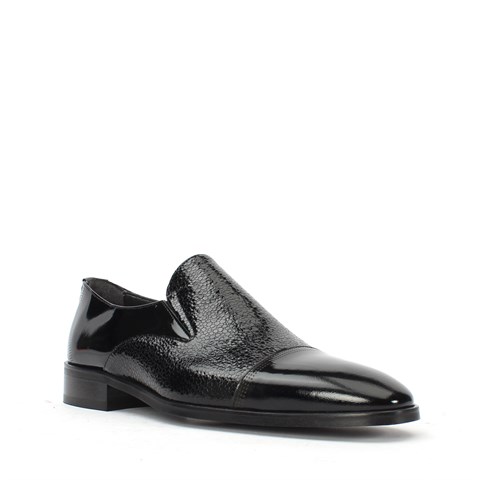 Erkek Siyah Rugan Deri Loafer