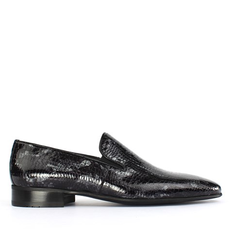 Erkek Siyah Kroko Rugan Deri Loafer