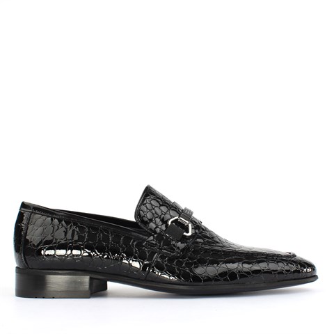 Erkek Siyah Kroko Rugan Deri Loafer