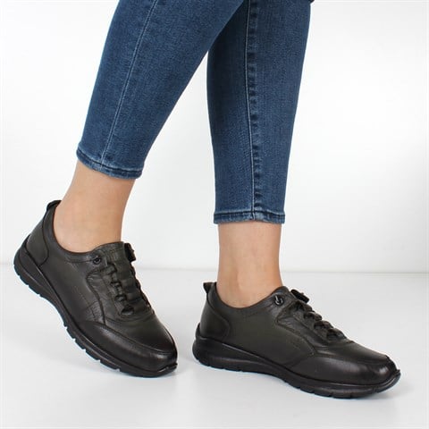 Kadın Haki Bağcıklı Deri Ayakkabı