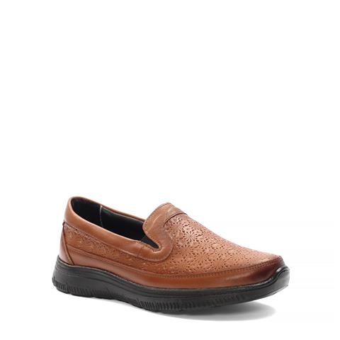 Kadın Taba Lastikli Desenli Deri Ayakkabı