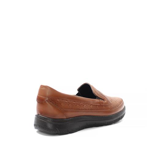 Kadın Taba Lastikli Desenli Deri Ayakkabı