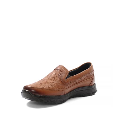 Kadın Taba Lastikli Desenli Deri Ayakkabı