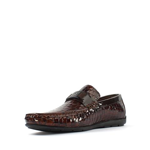 Erkek Kahverengi Kroko Rugan Deri Loafer