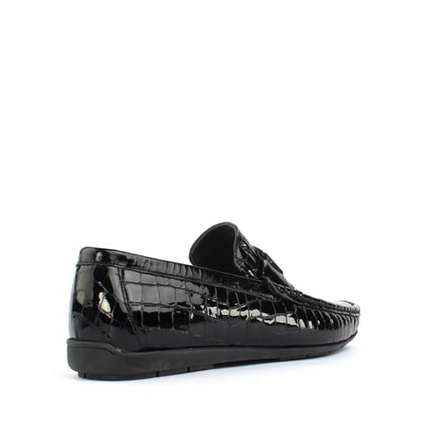 Erkek Siyah Kroko Rugan Deri Loafer