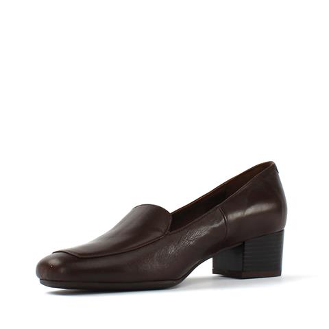 Kadın Kahverengi Kalın Topuklu Deri Klasik Ayakkabı