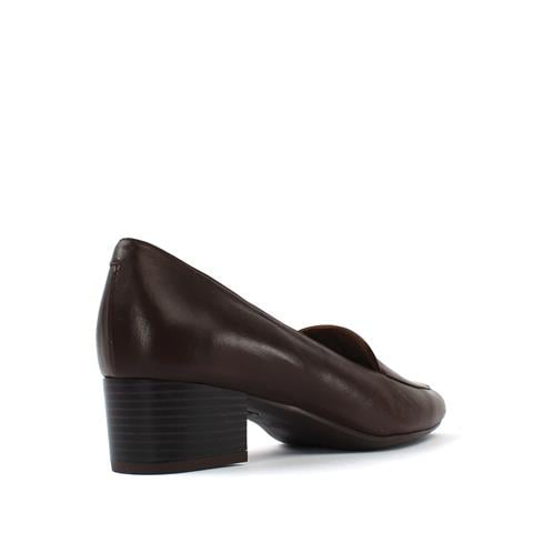 Kadın Kahverengi Kalın Topuklu Deri Klasik Ayakkabı