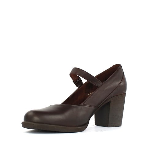 Kadın Kahverengi Bilekten Bantlı Deri Klasik Ayakkabı