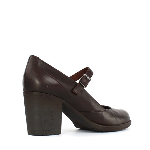 Kadın Kahverengi Bilekten Bantlı Deri Klasik Ayakkabı